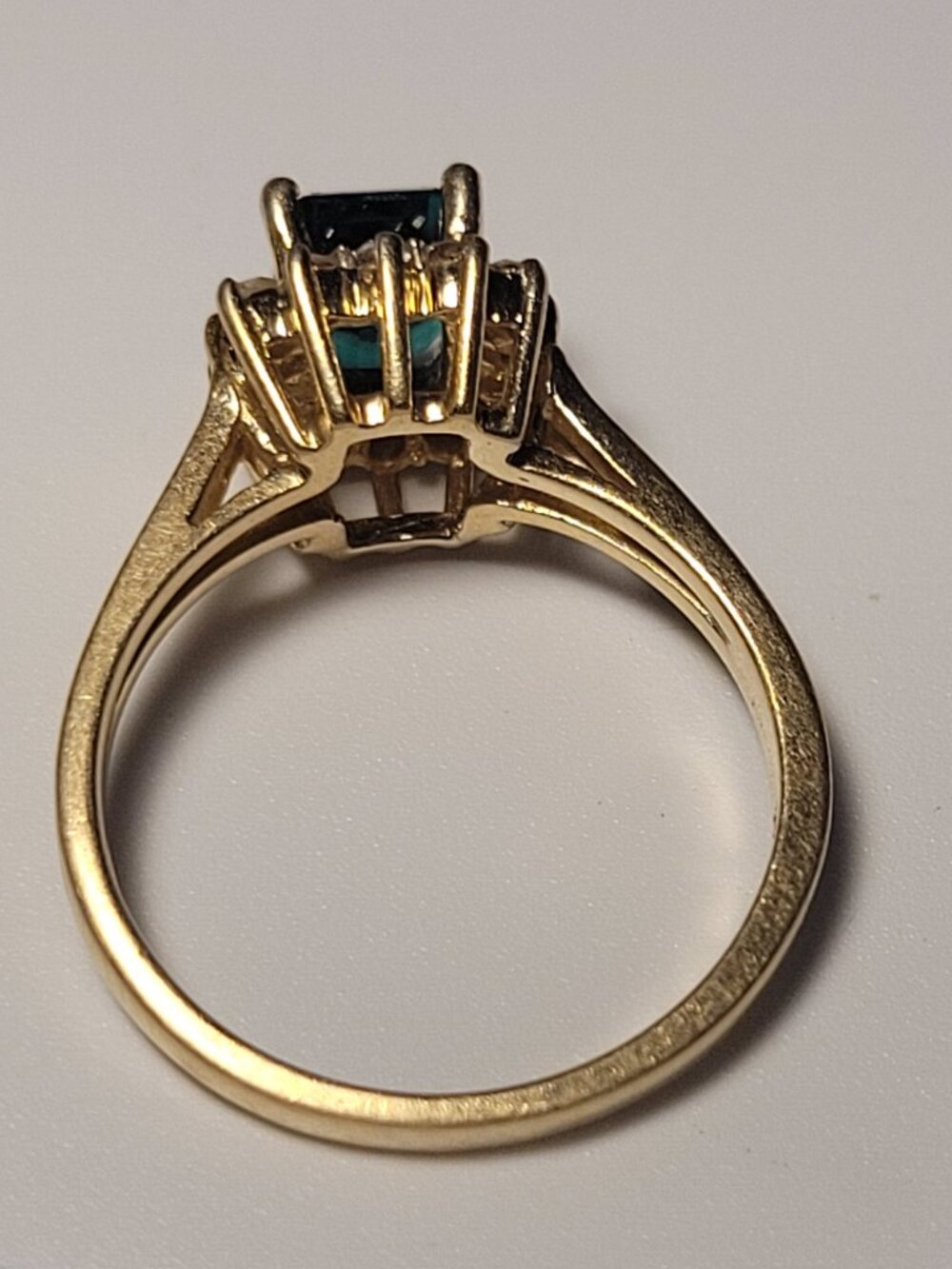 Emerald Diamond 14k Gold Vintage Ring Chatham 14 Diamonds 1980's May Birthstone - Picture 11 of 15